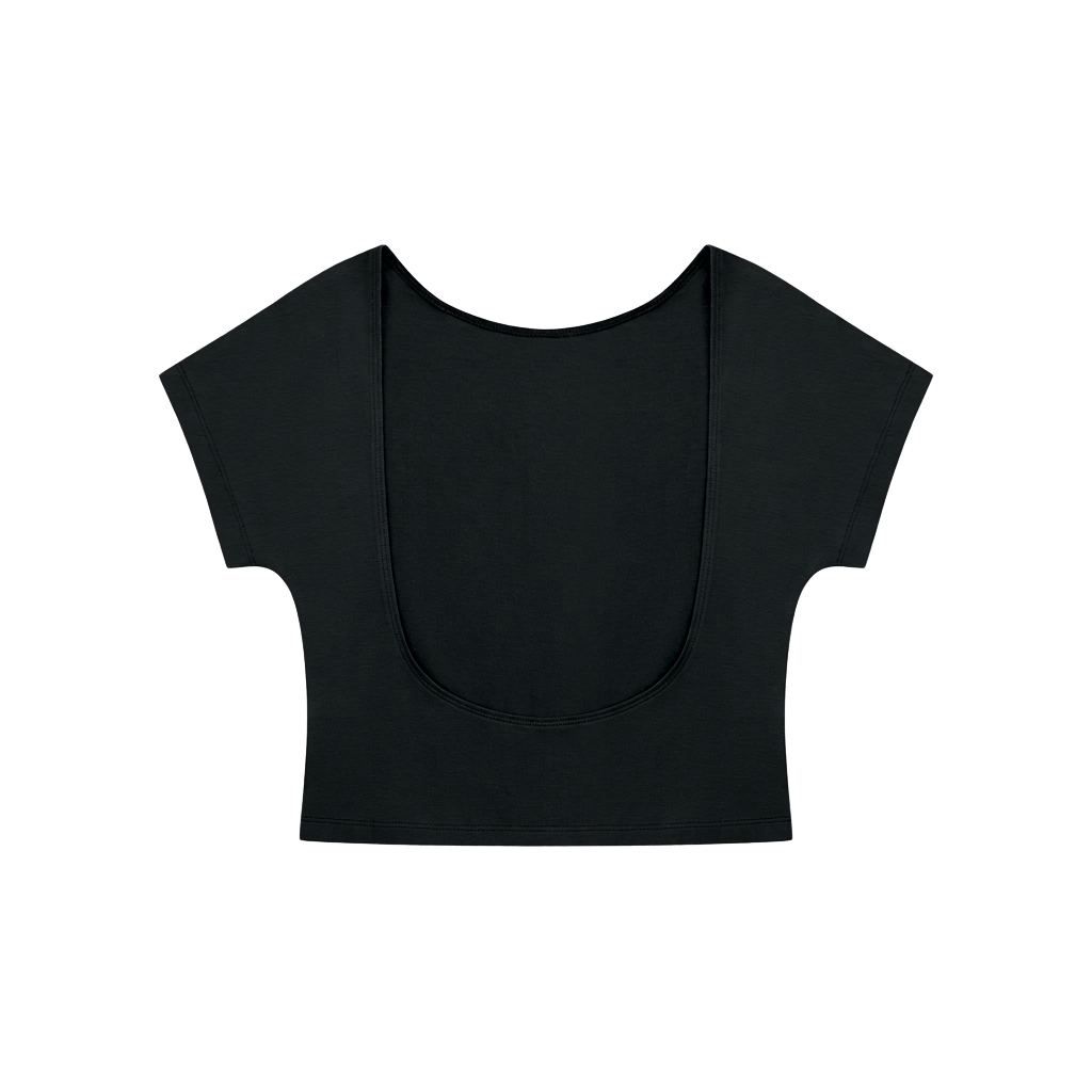 Black Split the bill mini top, front view